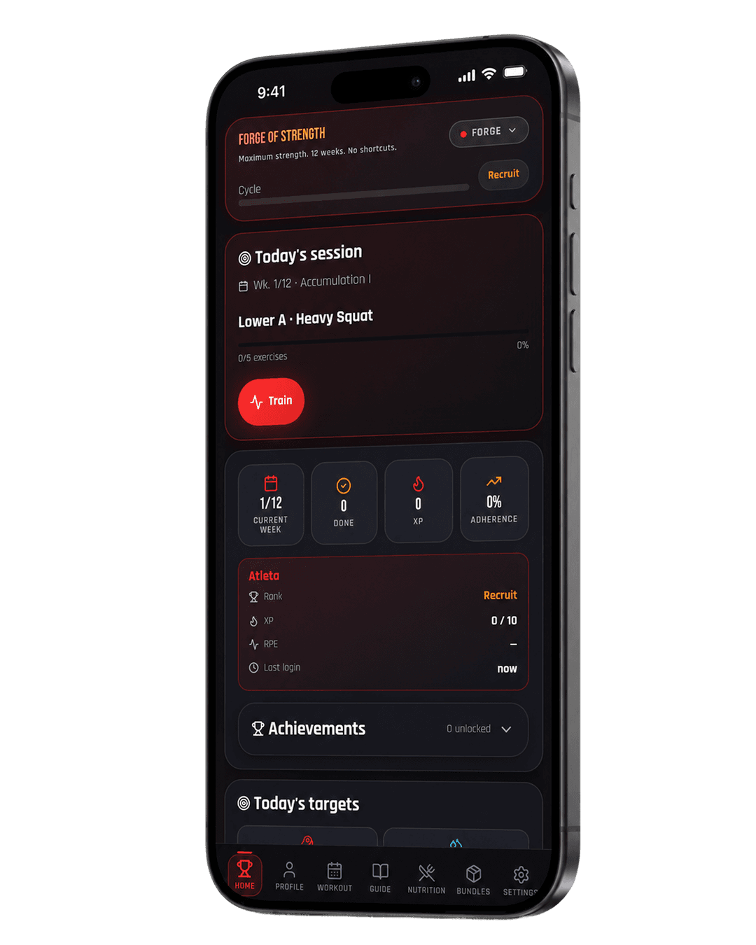 Força Máxima App — captura da tela do painel